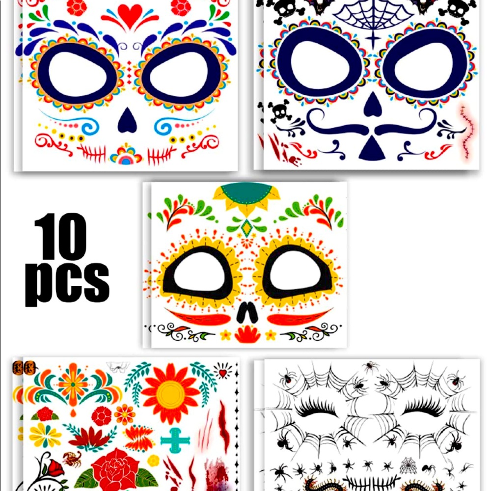 💀 Sugar skull temporary face tattoos 💀
